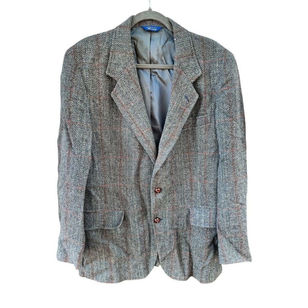 Pendleton Men's‎ Vintage Gray Wool Blazer Herringbone Pattern Size 42